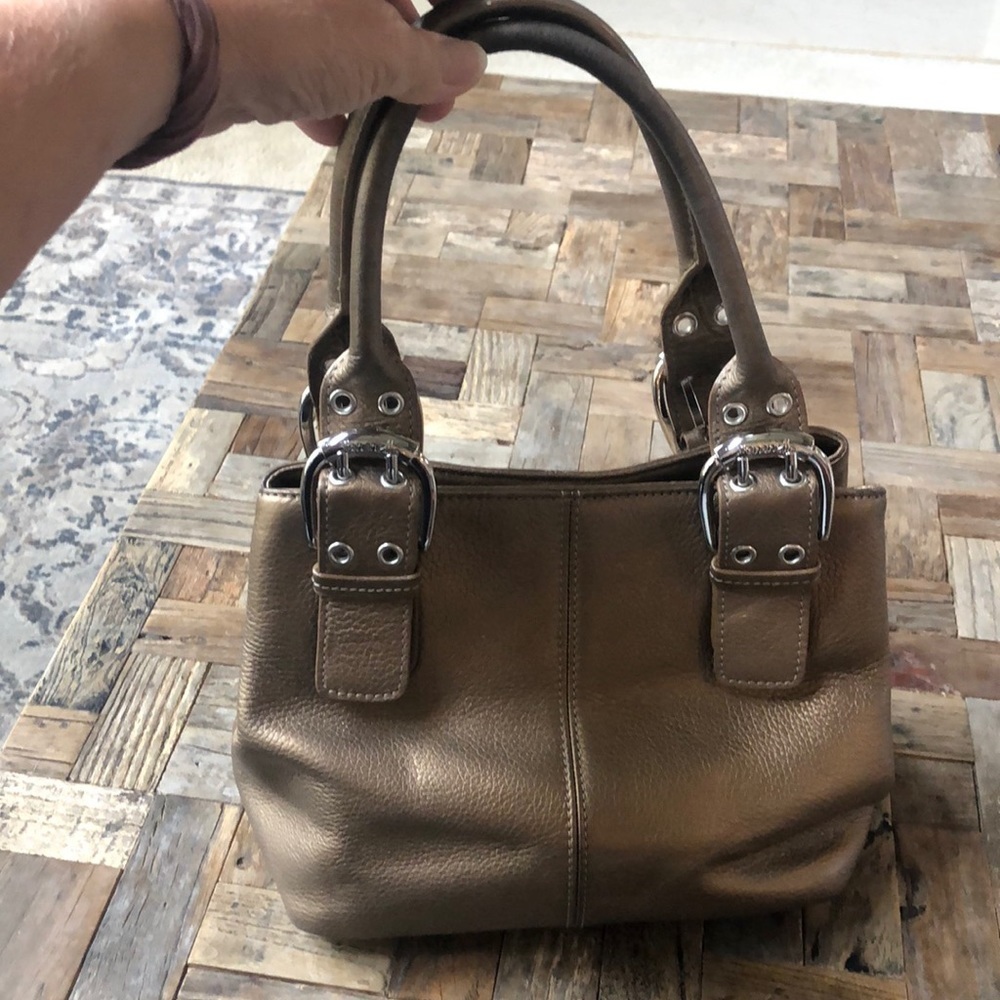 Tignanello Metallic Bronze Purse Handbag